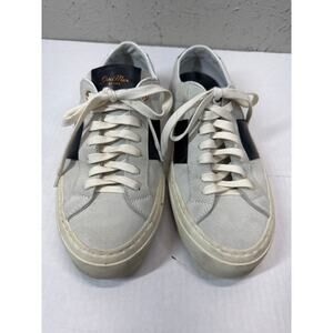 Goodman Mens Shoes Low Top Light Gray Suede Navy Blue‎ Stripe Lace Up Size 8
